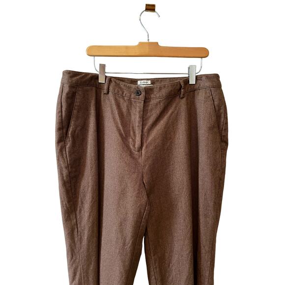 LL Bean Brown Herringbone Brushed Cotton Flannel Dress Pants 16P - Picture 2 of 6